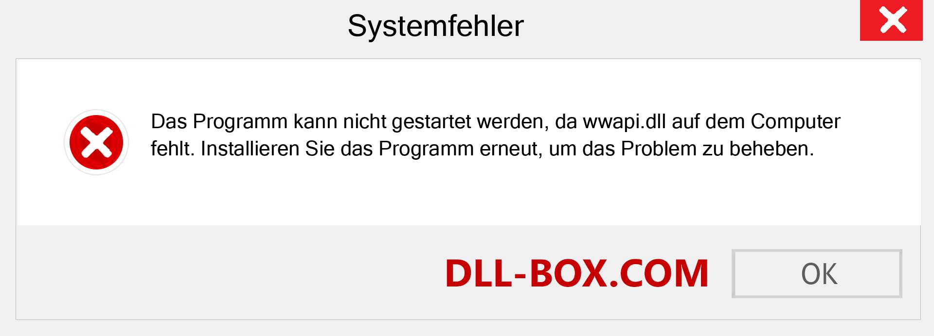 wwapi.dll-Datei fehlt?. Download für Windows 7, 8, 10 - Fix wwapi dll Missing Error unter Windows, Fotos, Bildern